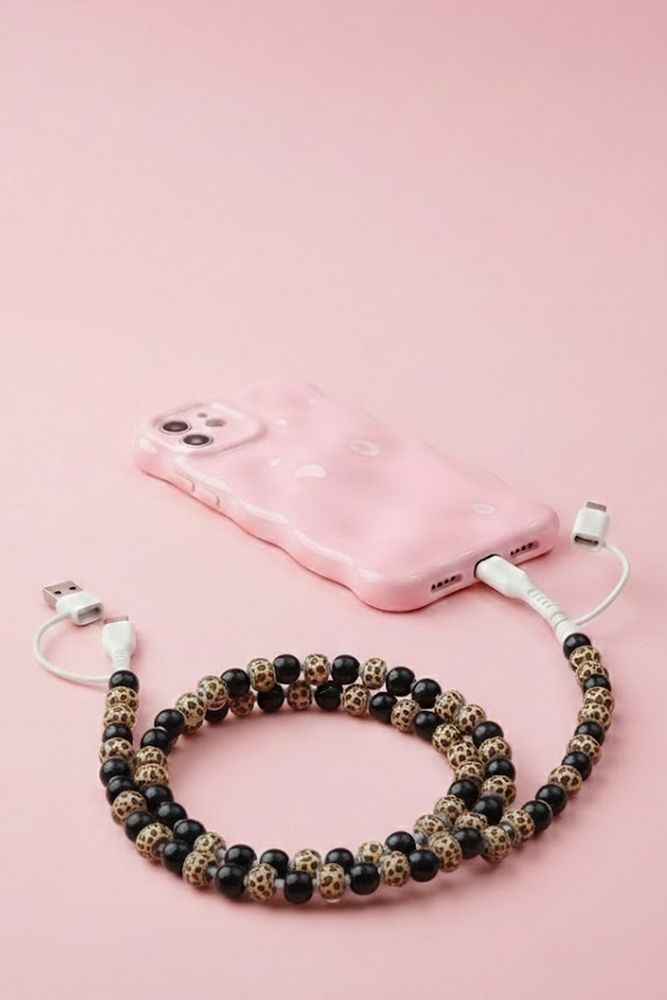Beaded Multi Charger, Leopard