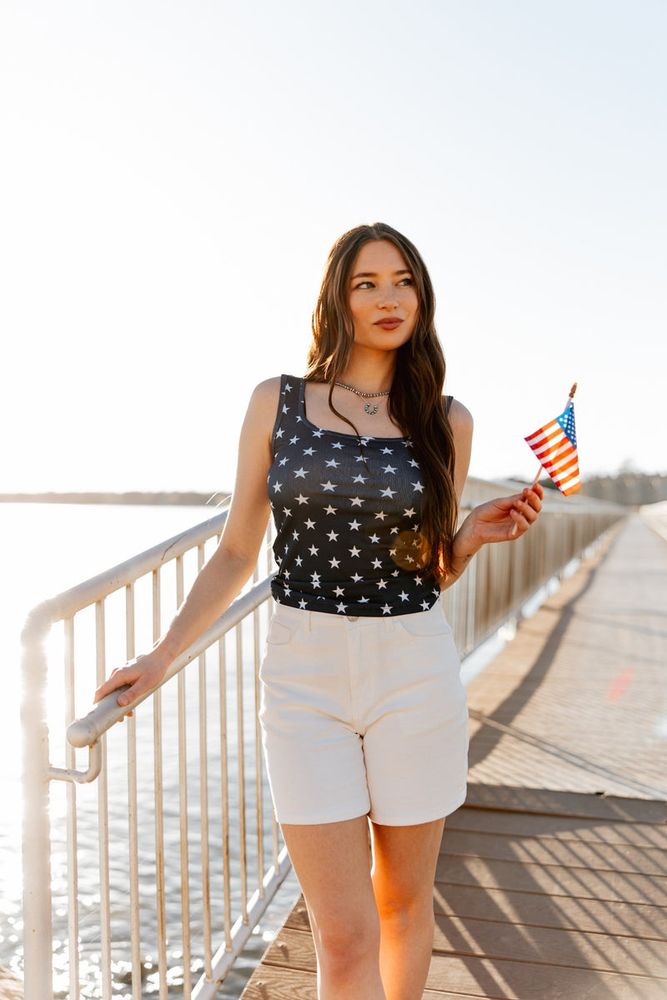 Bella Tank Top, Navy Stars