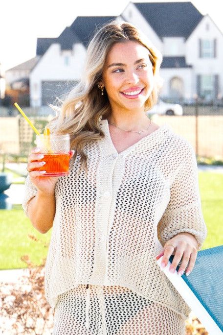 Cover-Up Crochet Shirt, Cream