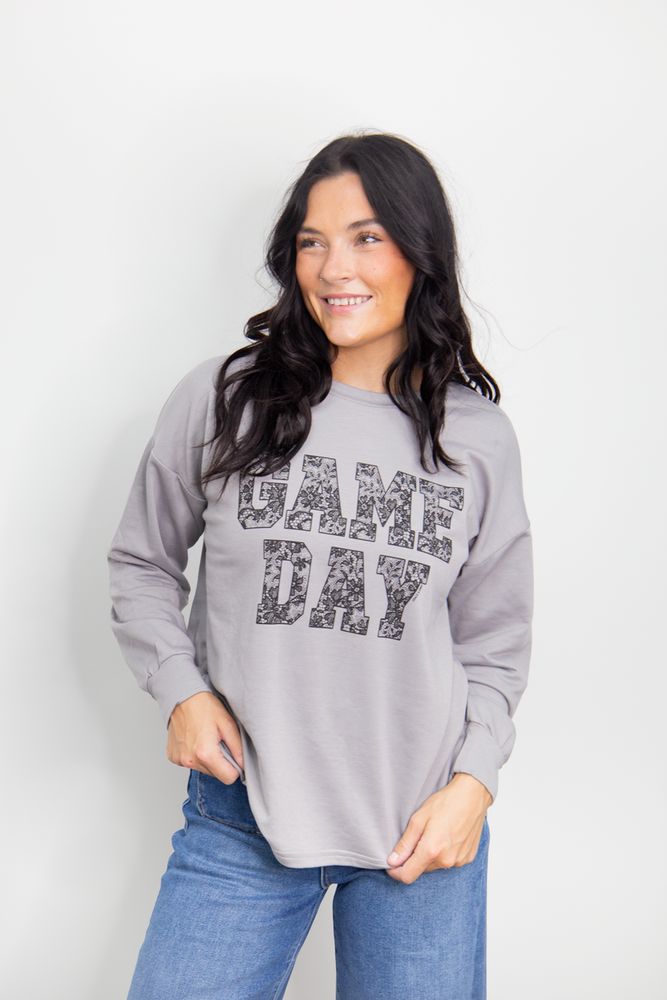 GAME DAY on Light Weight Sweatshirt, Grey