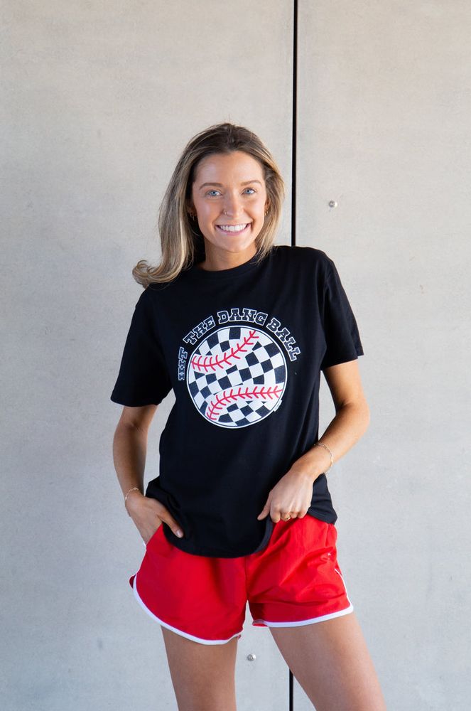 Hit the Dang Ball on Black Tee Shirt Blank