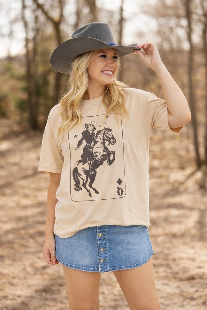 Queen Card on Beige Tee Shirt